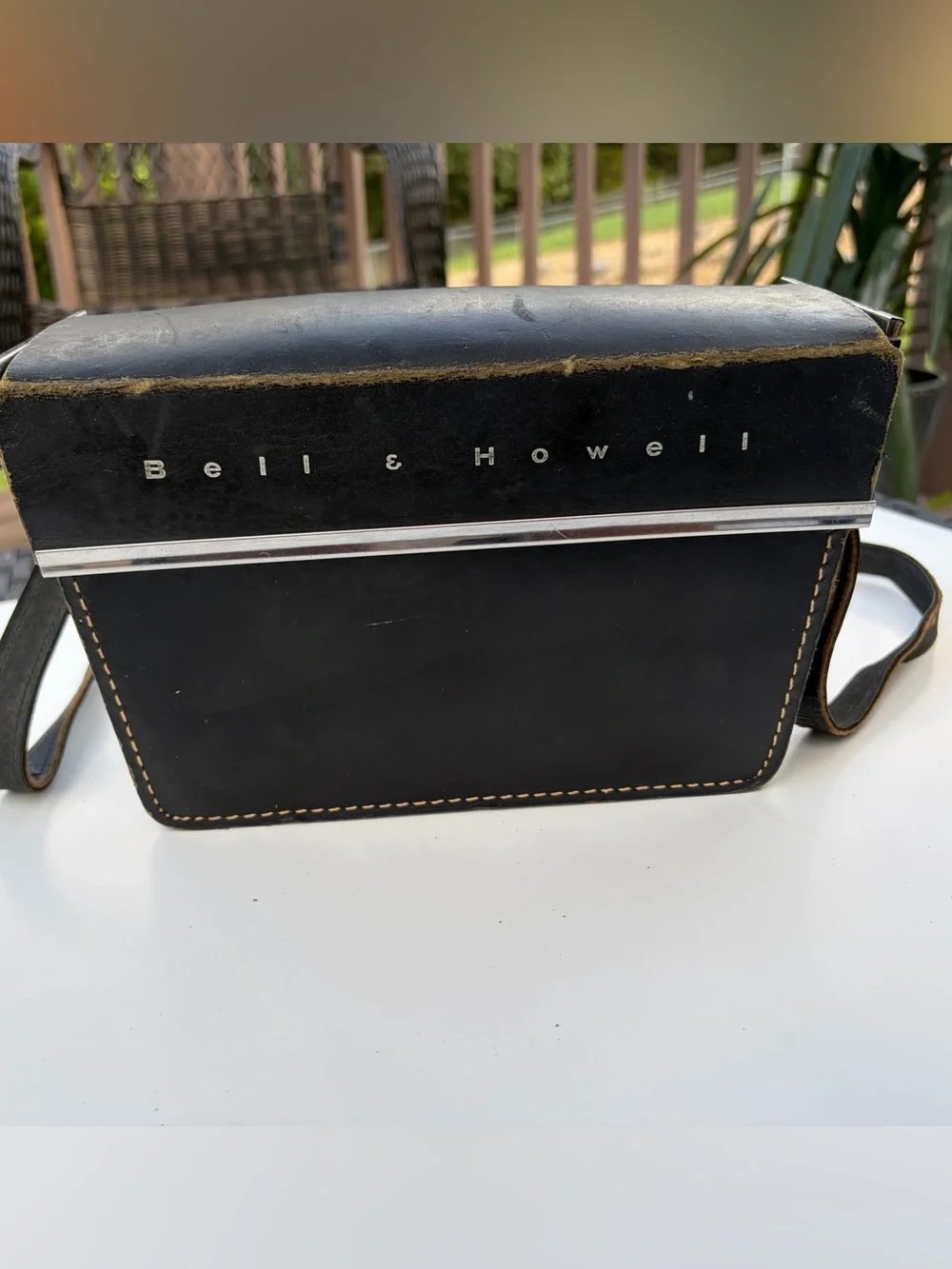 Vintage Bell & Howell Black Leather Camera Case Crossbody Carrying Case